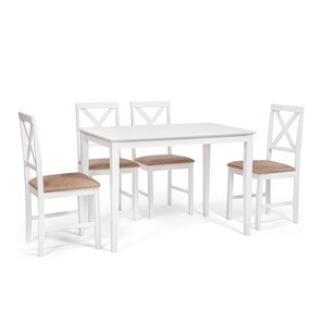 Обеденная группа на кухню Хадсон (стол + 4 стула) id 13693 pure white (белый 2-1) арт.13693 в Сыктывкаре